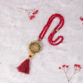 Maroon Crystal Tasbeeh with Bismillah (100 Beads)